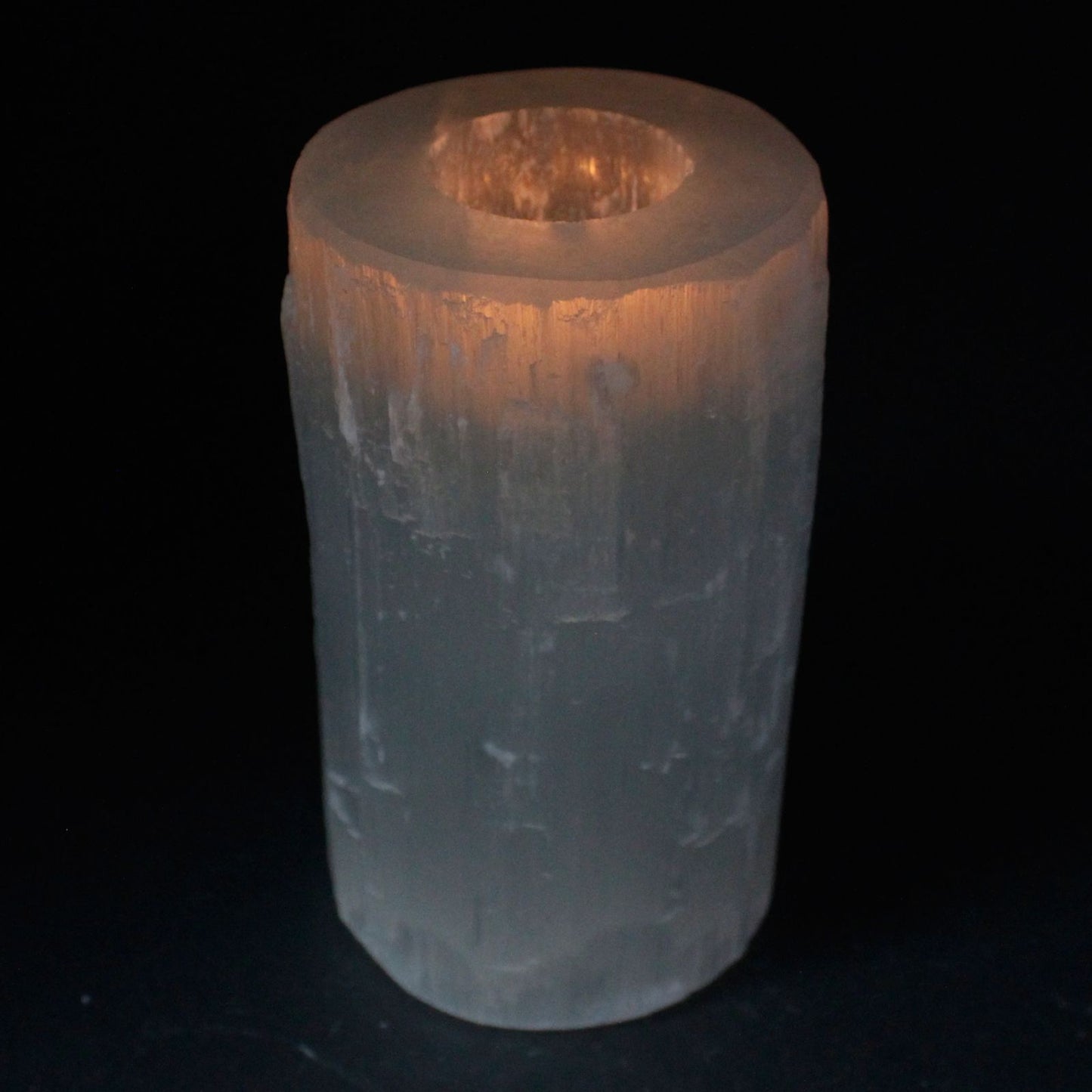 Bougeoir en sélénite — Cylindre · 15 cm