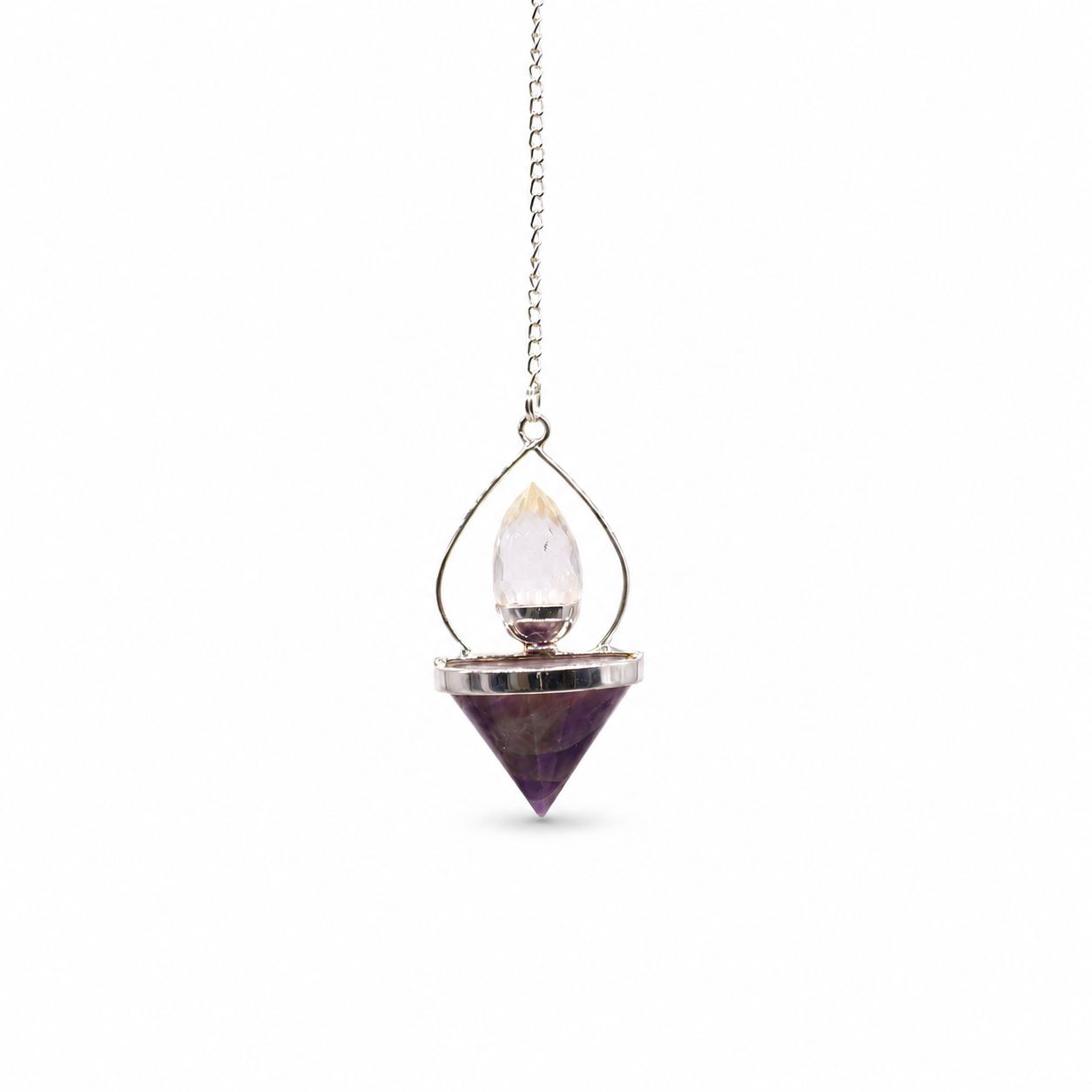 Pendule Lanterne de vie — Améthyste & cristal de roche