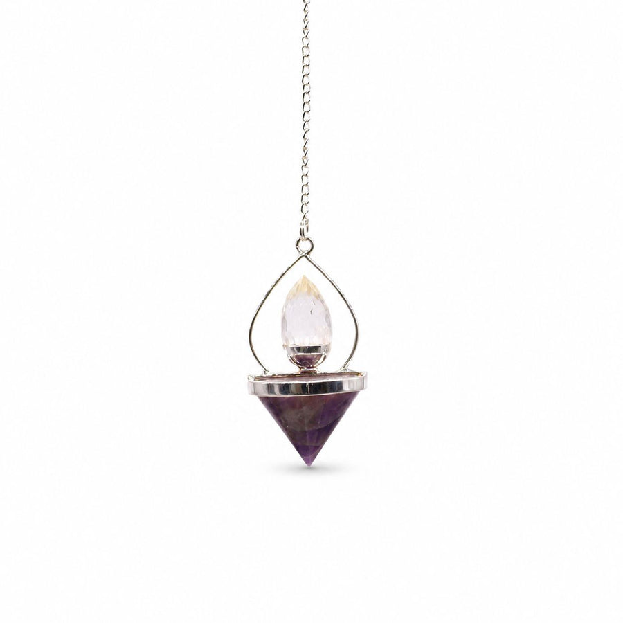 Pendule Lanterne de vie — Améthyste & cristal de roche