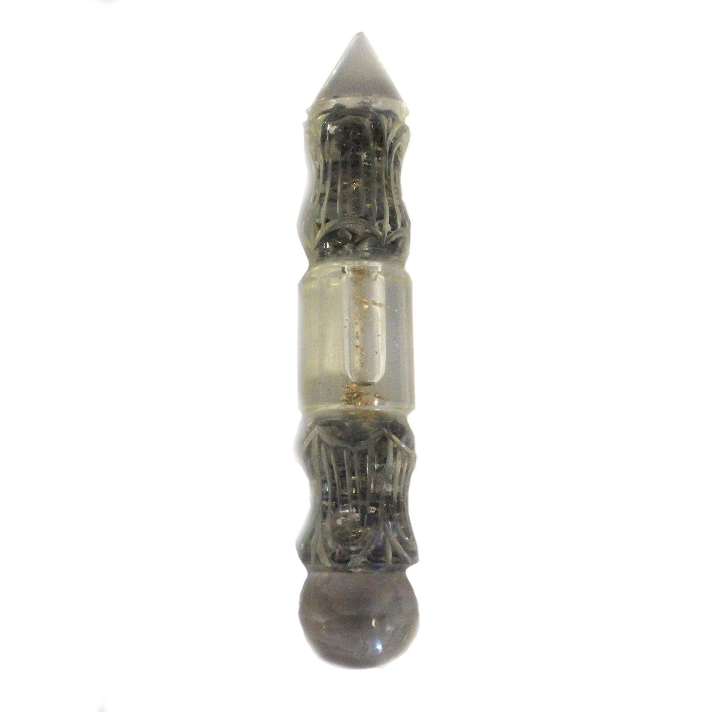 Orgonite fontaine — Cuivre & gemmes · 14 cm