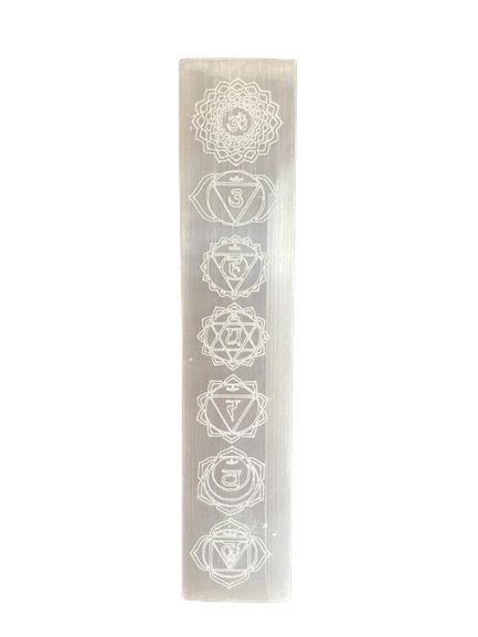 Plaque de charge en sélénite — Barre plate chakra · 20cm