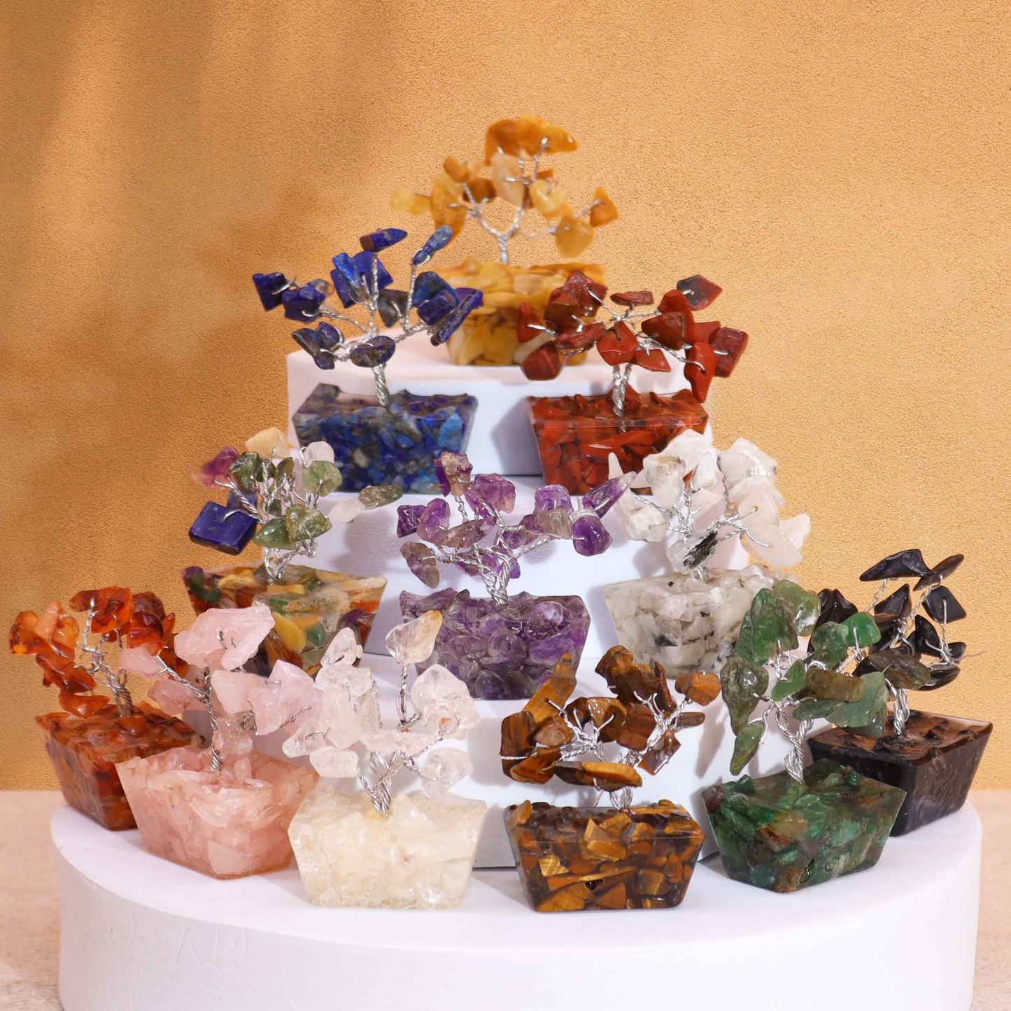 Mini arbres sur socle d’orgonite — Assortiment