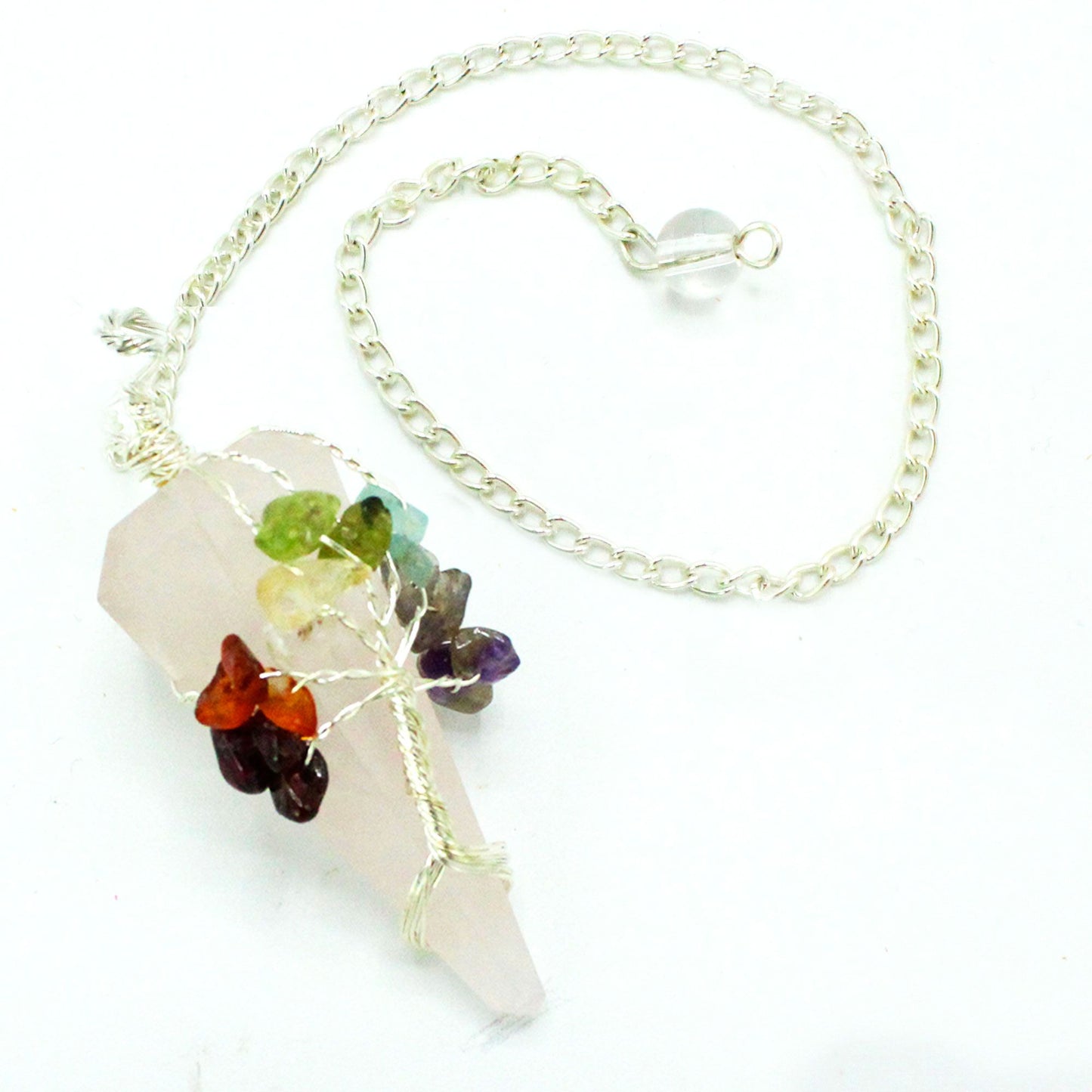 Pendule magique — Sept chakras · Quartz rose