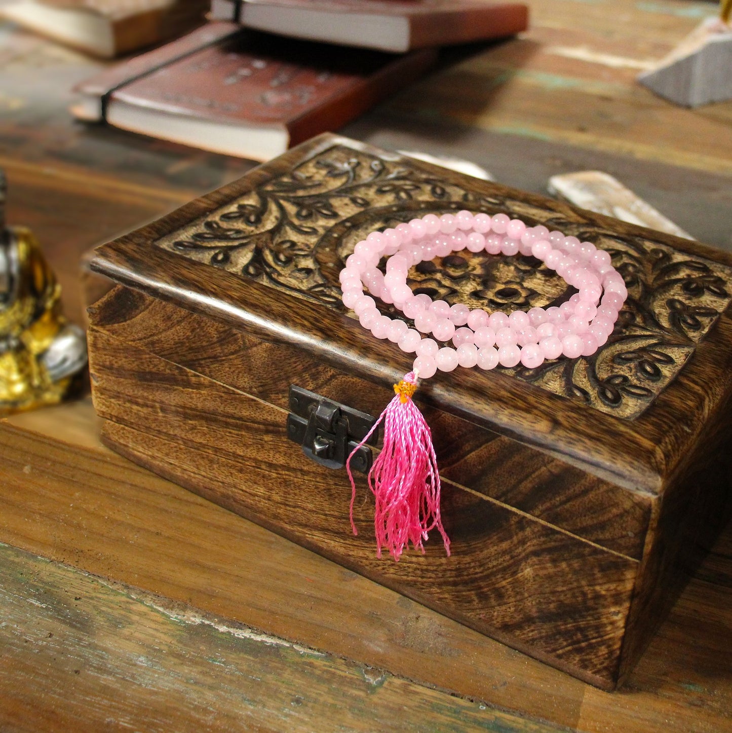Mala 108 perles — Quartz rose