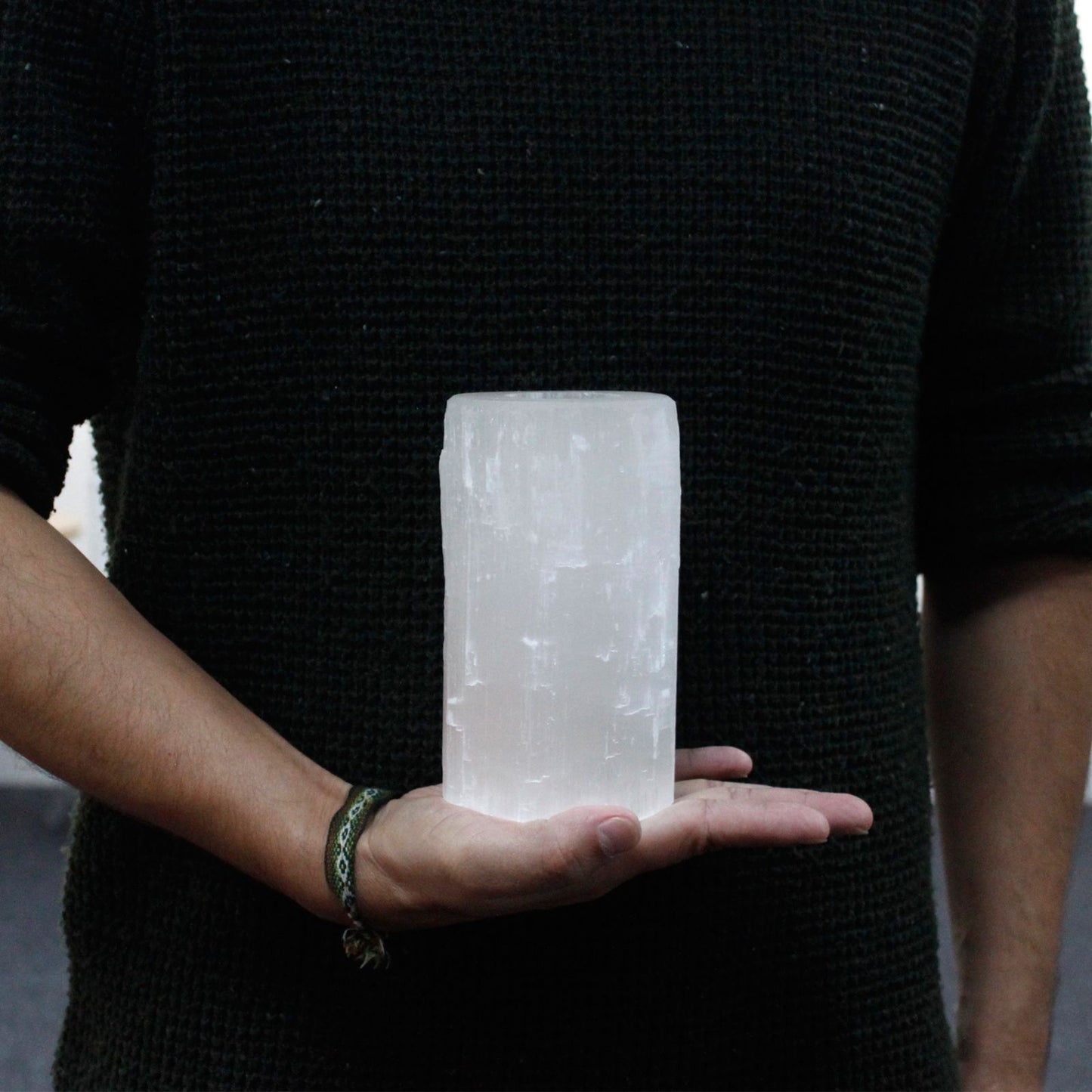 Bougeoir en sélénite — Cylindre · 15 cm