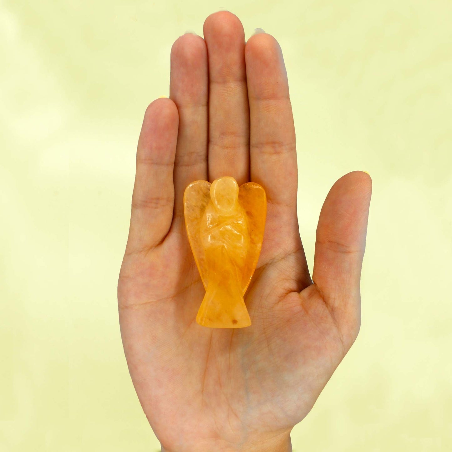 Ange sculpté main — Aventurine jaune