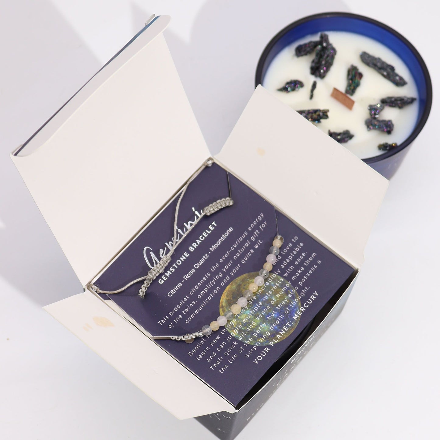 Bougie de cristal du zodiaque à bracelet — Gémeaux