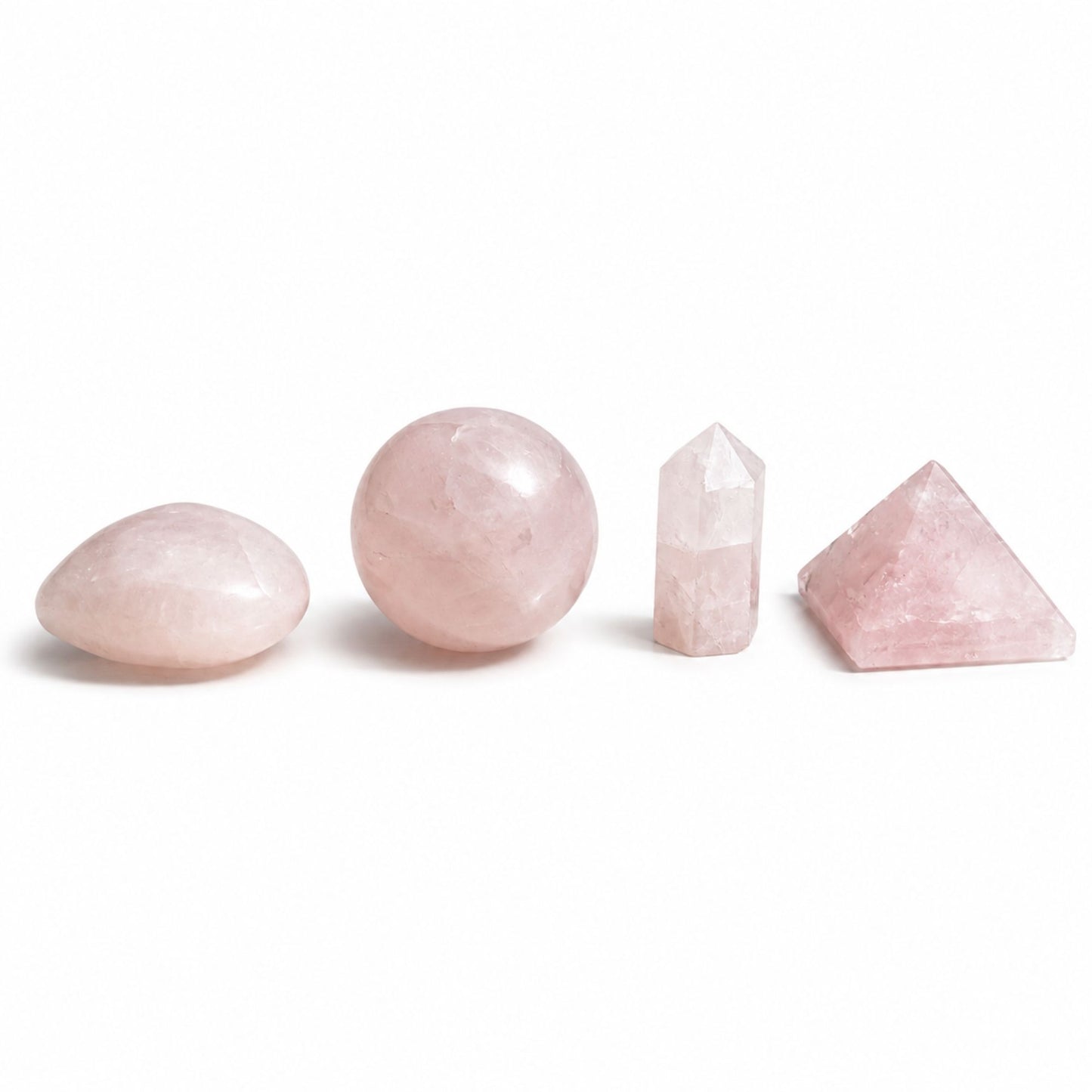 Pierre brute — Quatre formes · Quartz rose