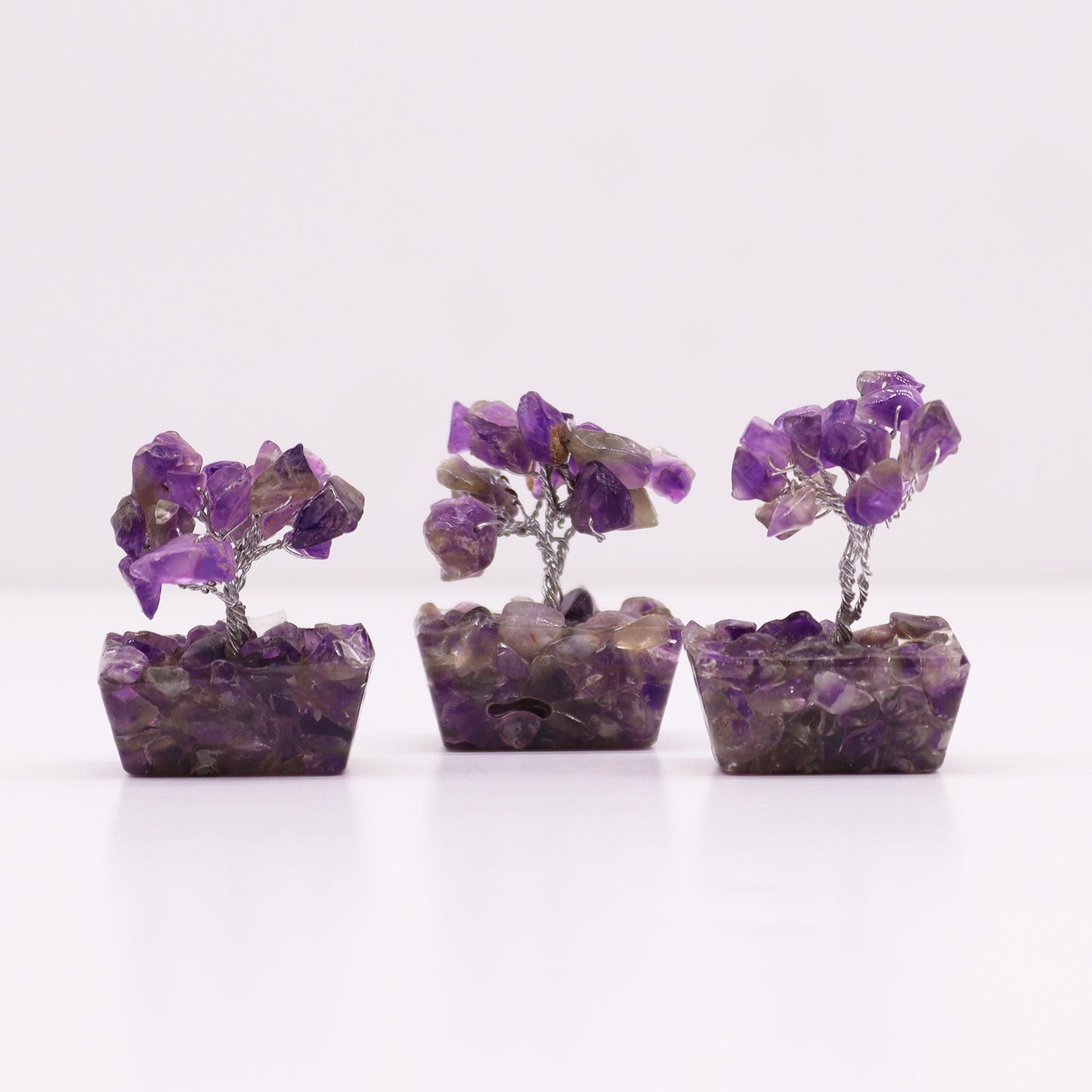 Mini arbre sur socle d’orgonite — Améthyste