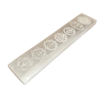 Plaque de charge en sélénite — Barre plate chakra · 20cm