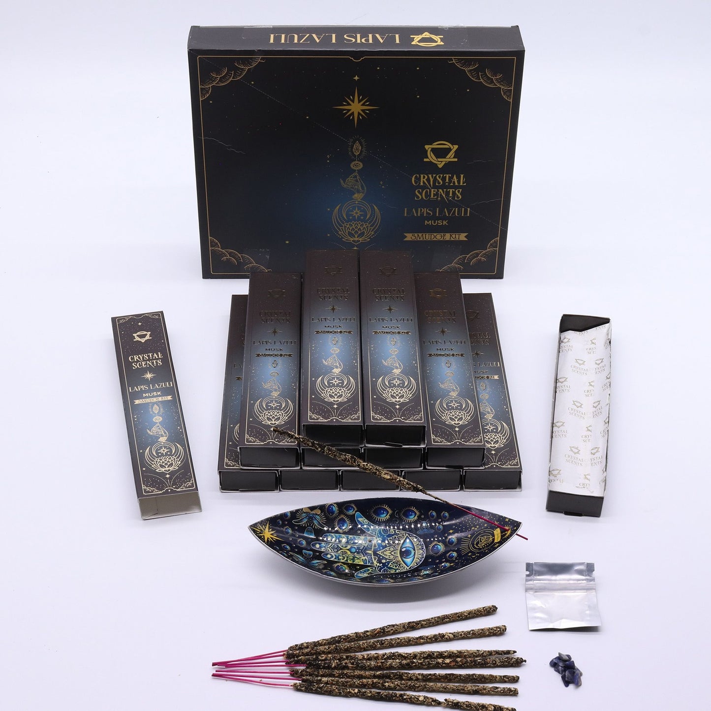 Fagot de fumigation à cristal de lapis-lazuli — Musc