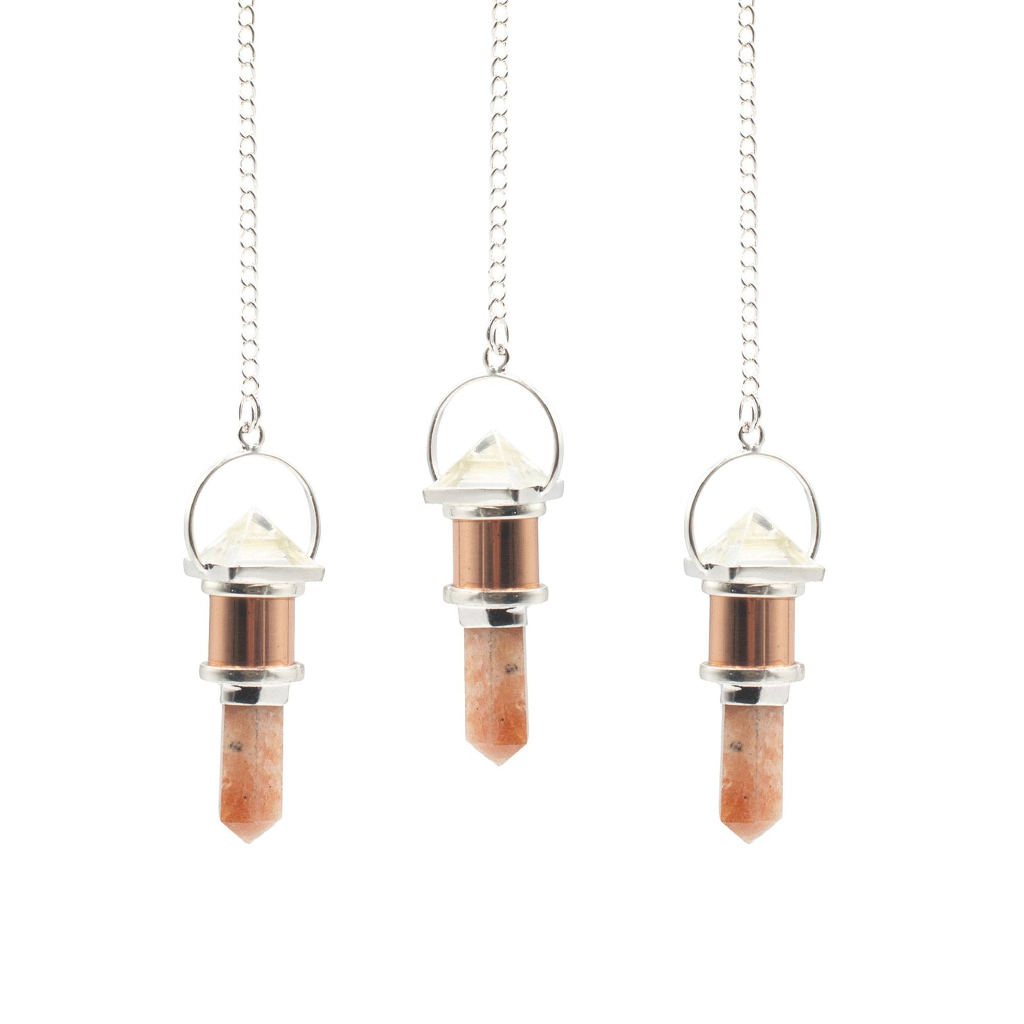 Pendule La Chambre lunaire — Cuivre · Cristal de roche & pierre de soleil