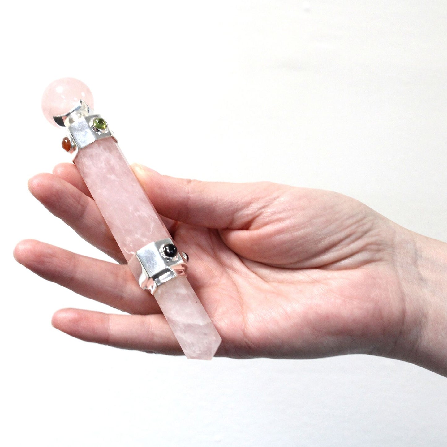 Baguette de soin de cristal hexagonal — Cristal de roche · 12 cm