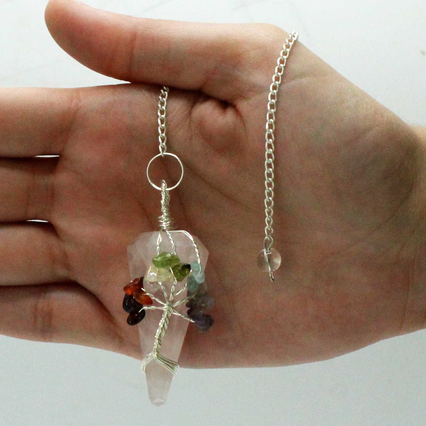 Pendule magique — Sept chakras · Quartz rose