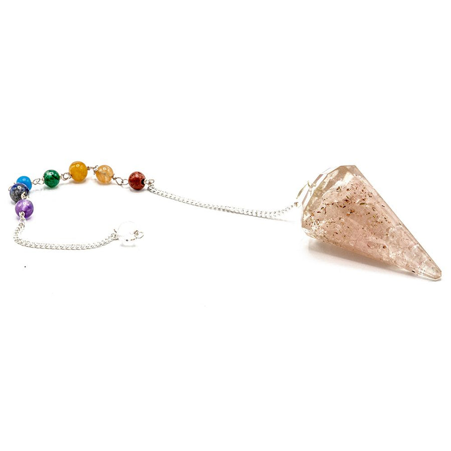 Pendule chakra d’orgonite — Quartz rose