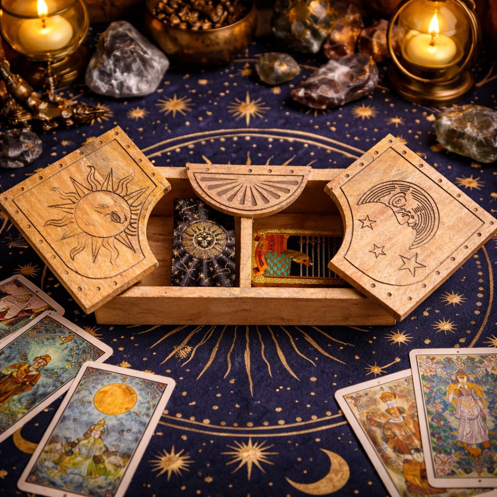 Coffret coulissant sculpté soleil & lune