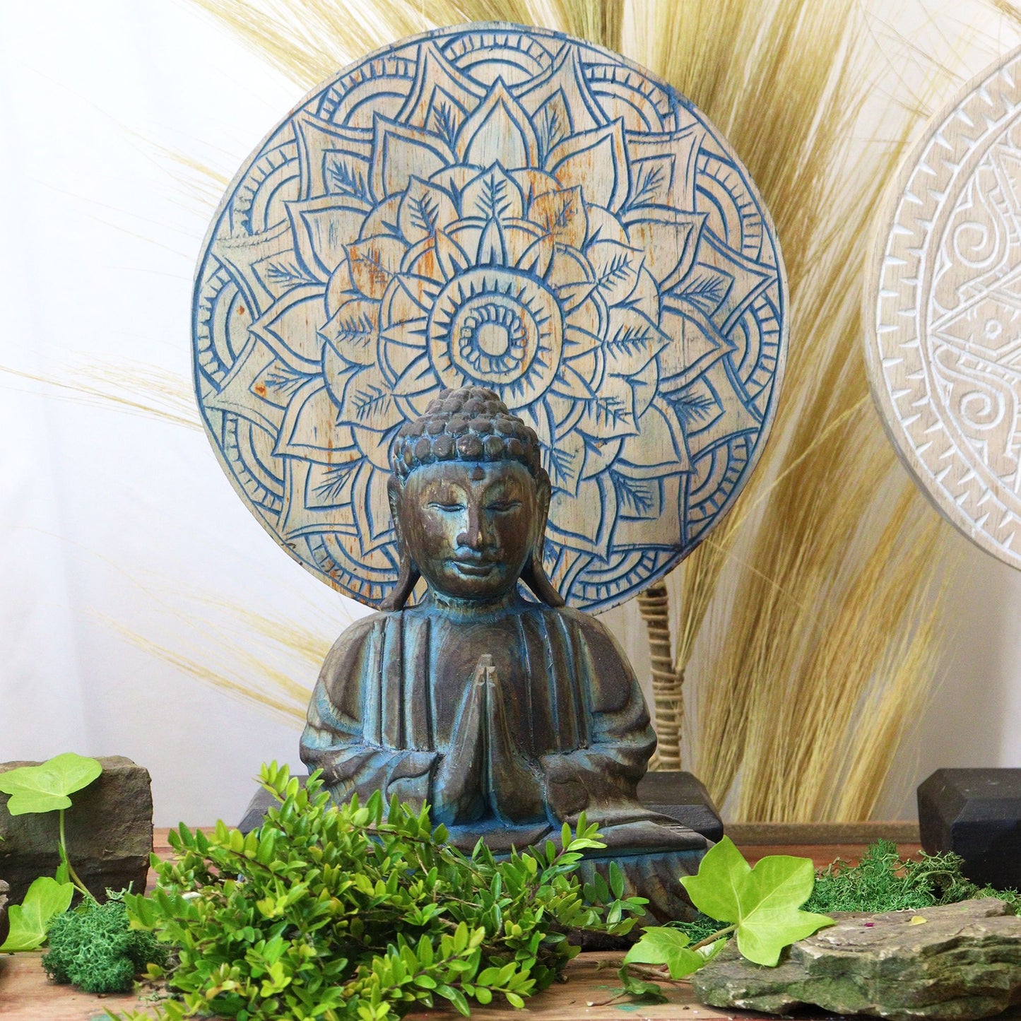 Ensemble Feng Shui — Mandala floral · Bleu