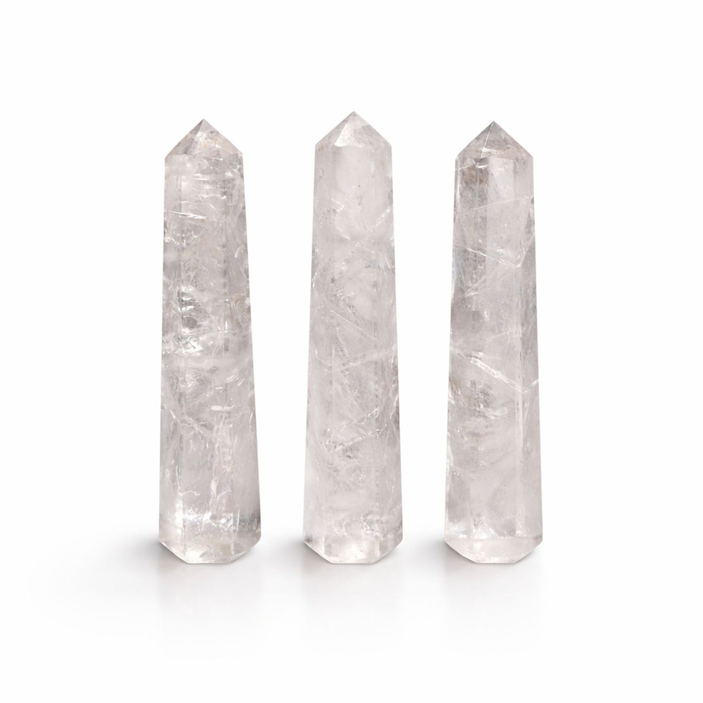 Obélisque à six faces — Cristal de roche · 11 cm