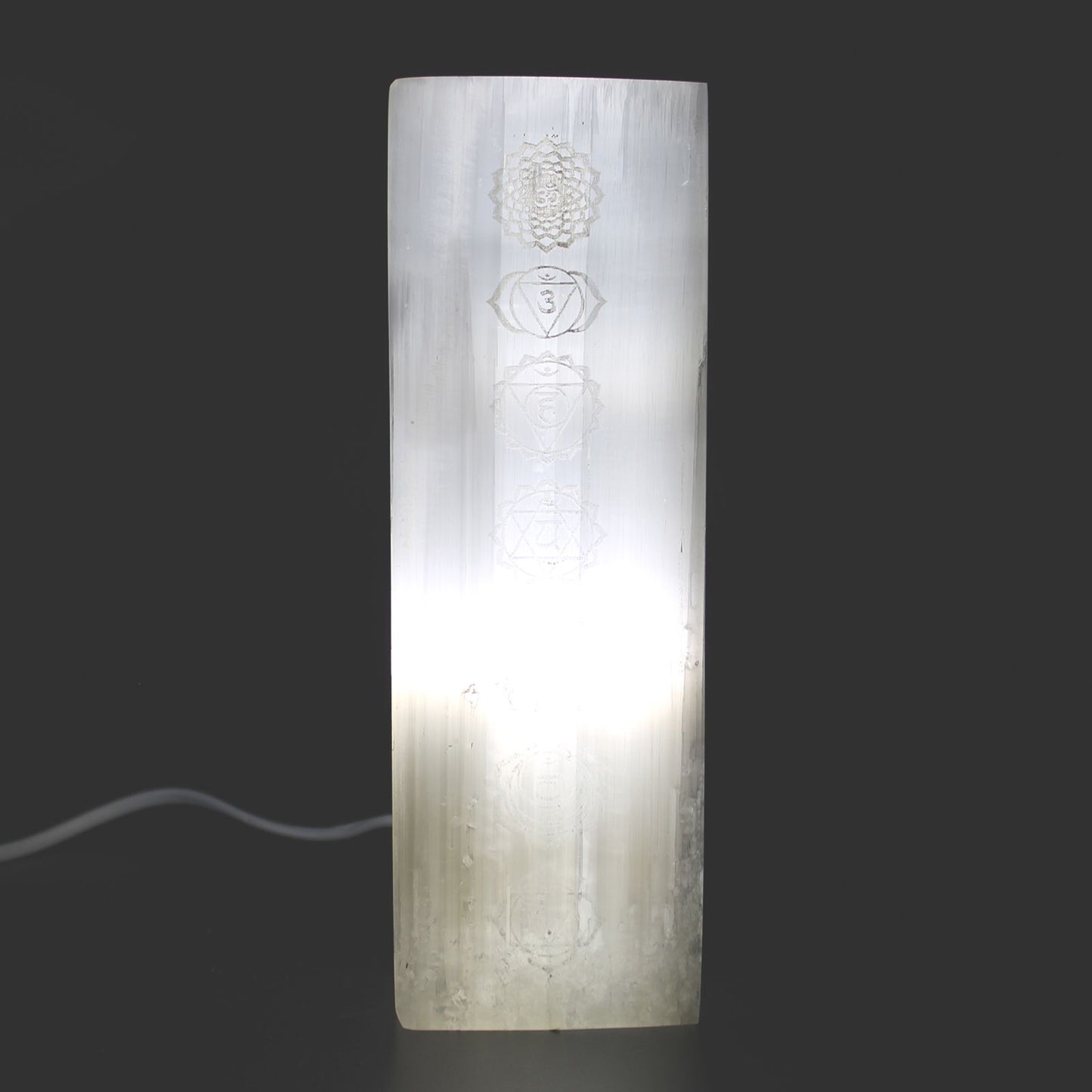 Lampe bloc de sélénite — Chakra · 25cm
