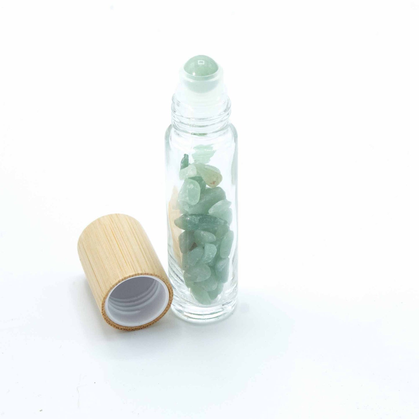 Roll-on à pierre naturelle — Aventurine · Bouchon bois