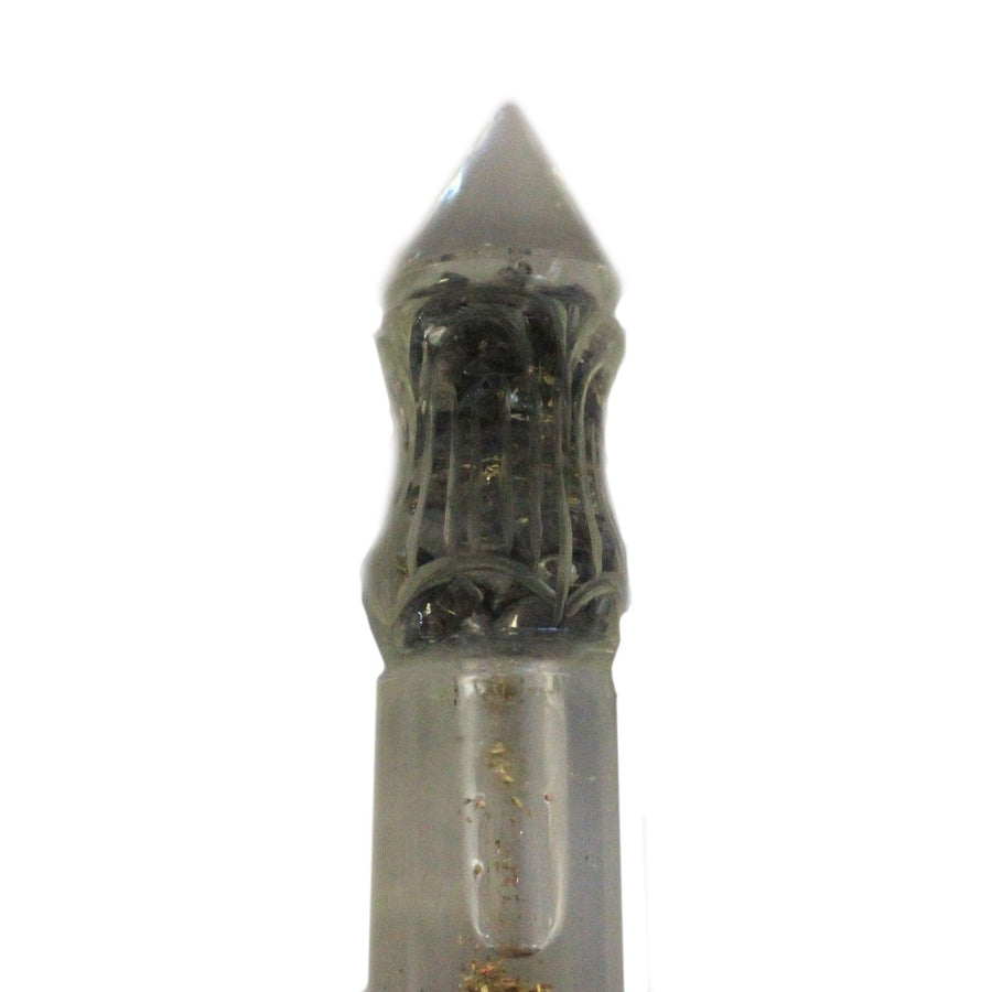 Orgonite fontaine — Cuivre & gemmes · 14 cm
