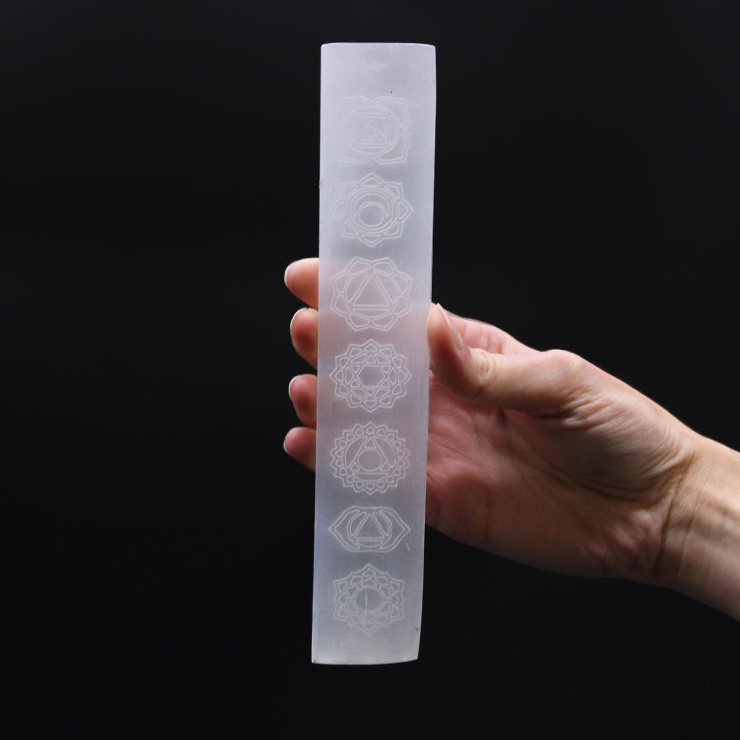 Plaque de charge en sélénite — Barre plate chakra · 20cm