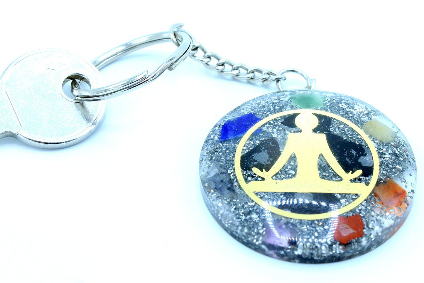Porte-clés d’orgonite — Bouddha sept chakras