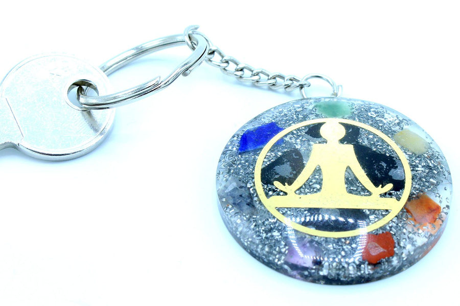 Porte-clés d’orgonite — Bouddha sept chakras