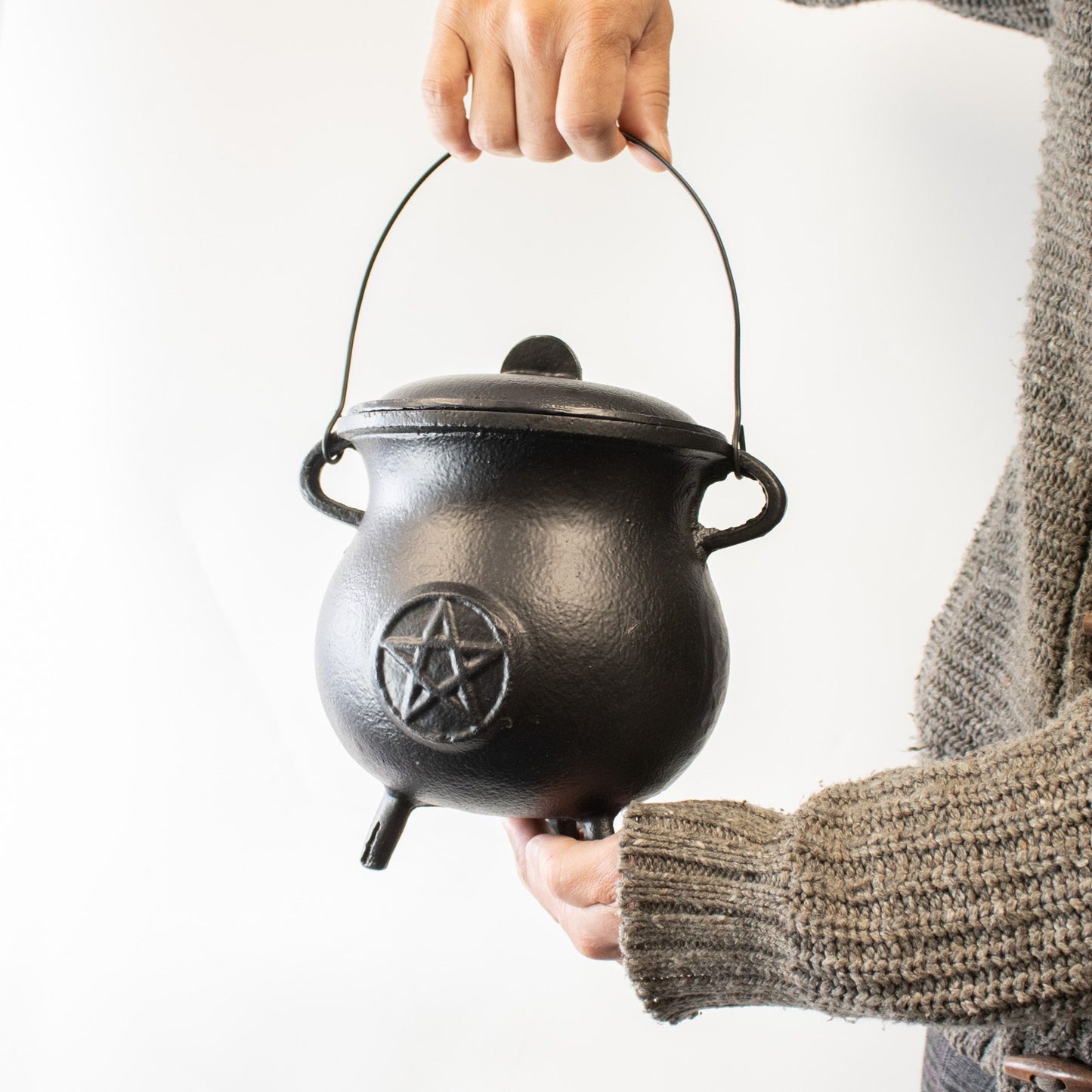 Bol chantant — Chaudron de fonte très grand à pentacle · 4 kg