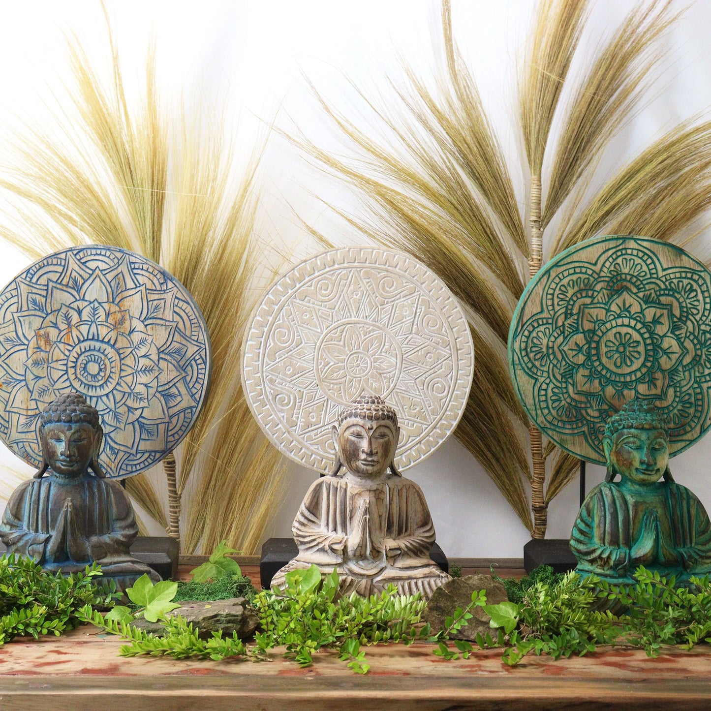Ensemble Feng Shui — Mandala floral · Bleu
