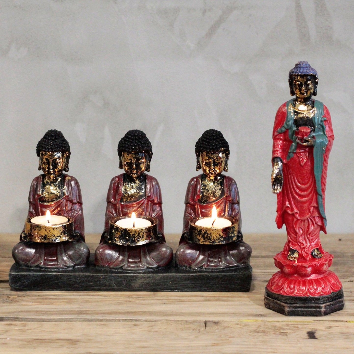 Bouddha ancien — Bougeoir à trois votives