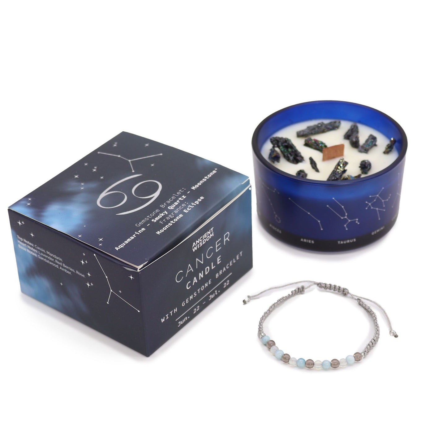Bougie de cristal du zodiaque à bracelet — Cancer