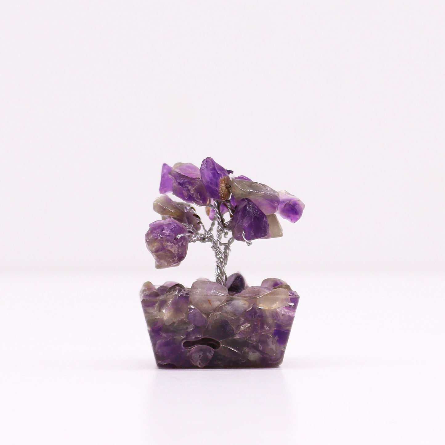 Mini arbre sur socle d’orgonite — Améthyste