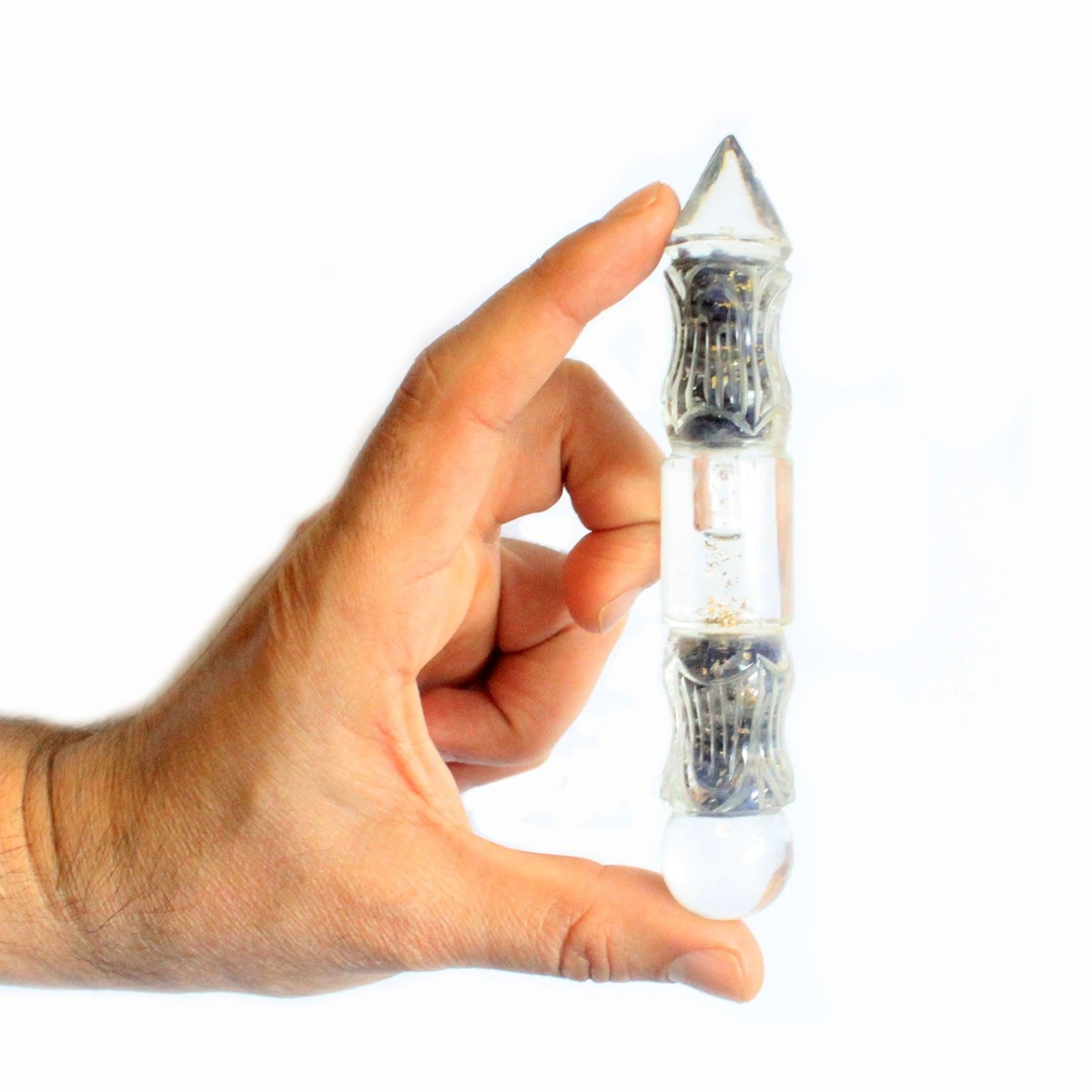 Orgonite fontaine — Cuivre & gemmes · 14 cm