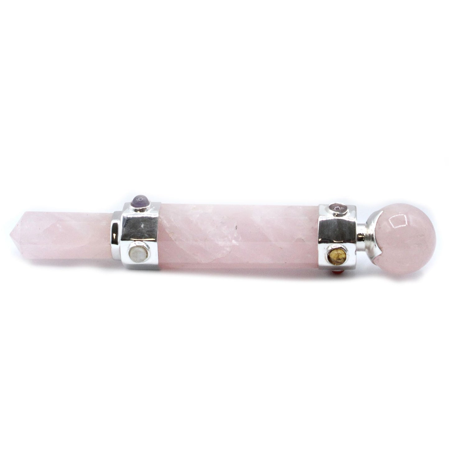 Baguette de soin de cristal hexagonal — Quartz rose · 12 cm