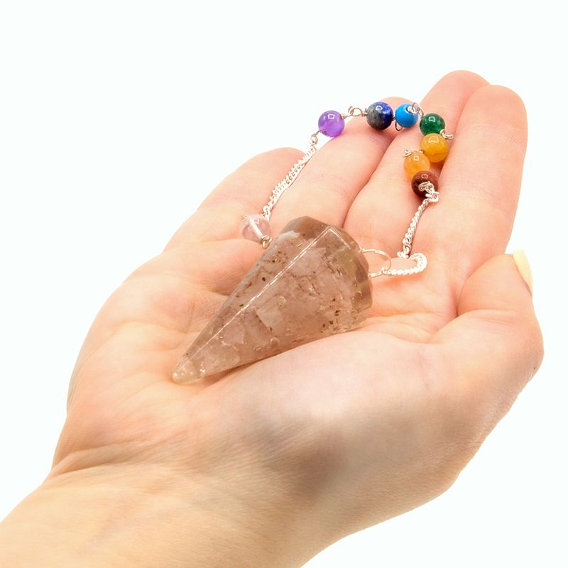 Pendule chakra d’orgonite — Quartz rose