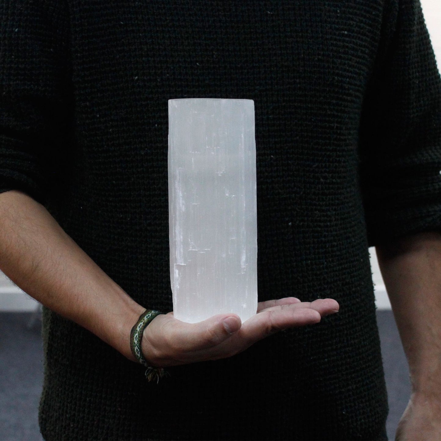 Bougeoir en sélénite — Cylindre · 20 cm