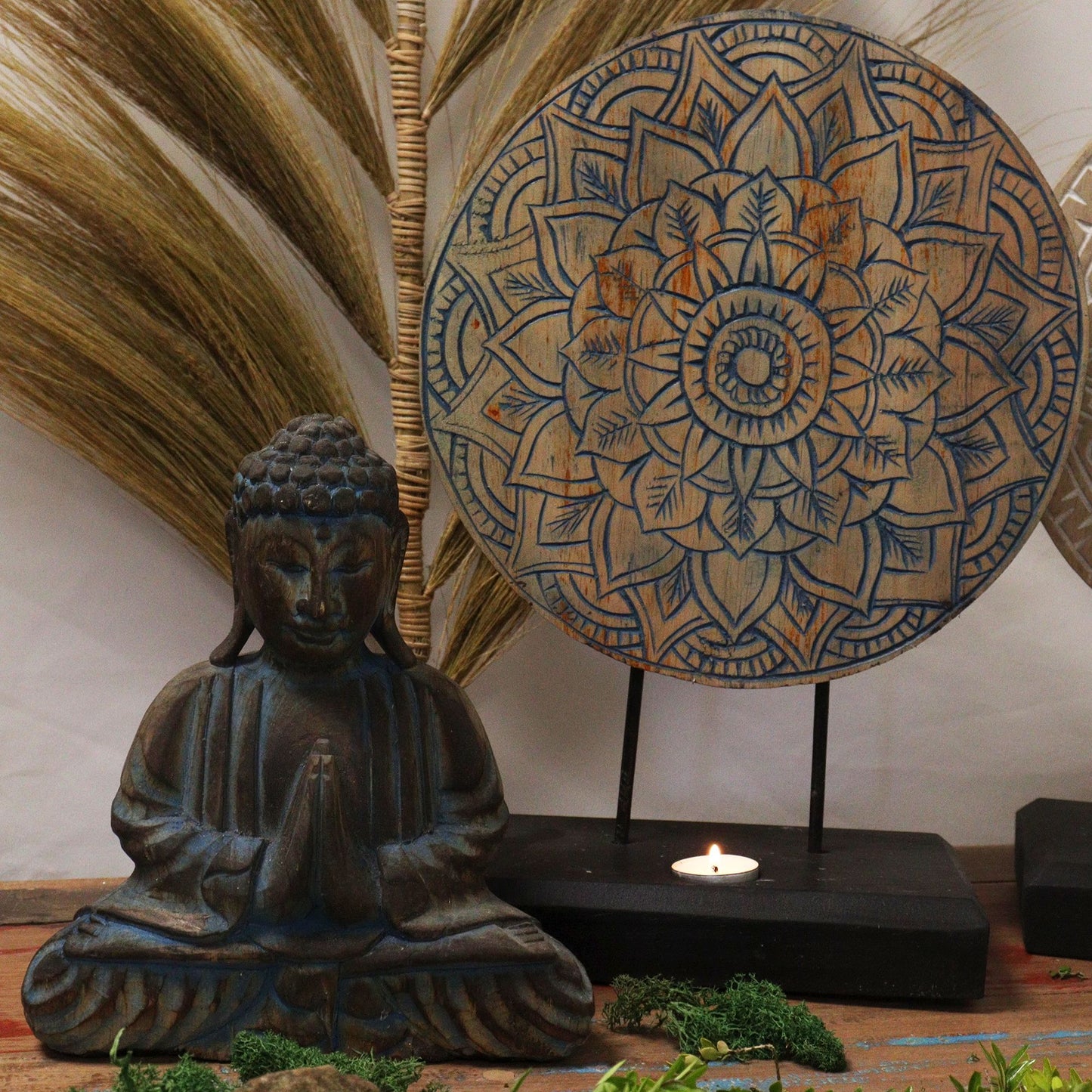 Ensemble Feng Shui — Mandala floral · Bleu