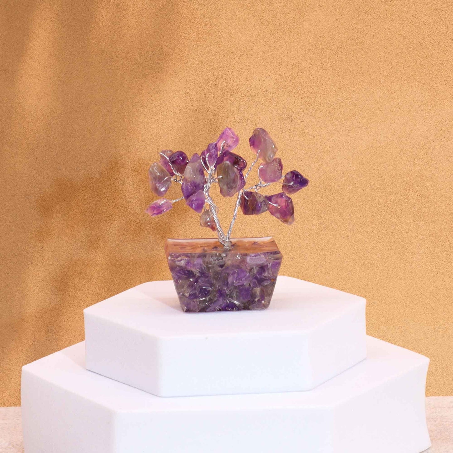 Mini arbre sur socle d’orgonite — Améthyste