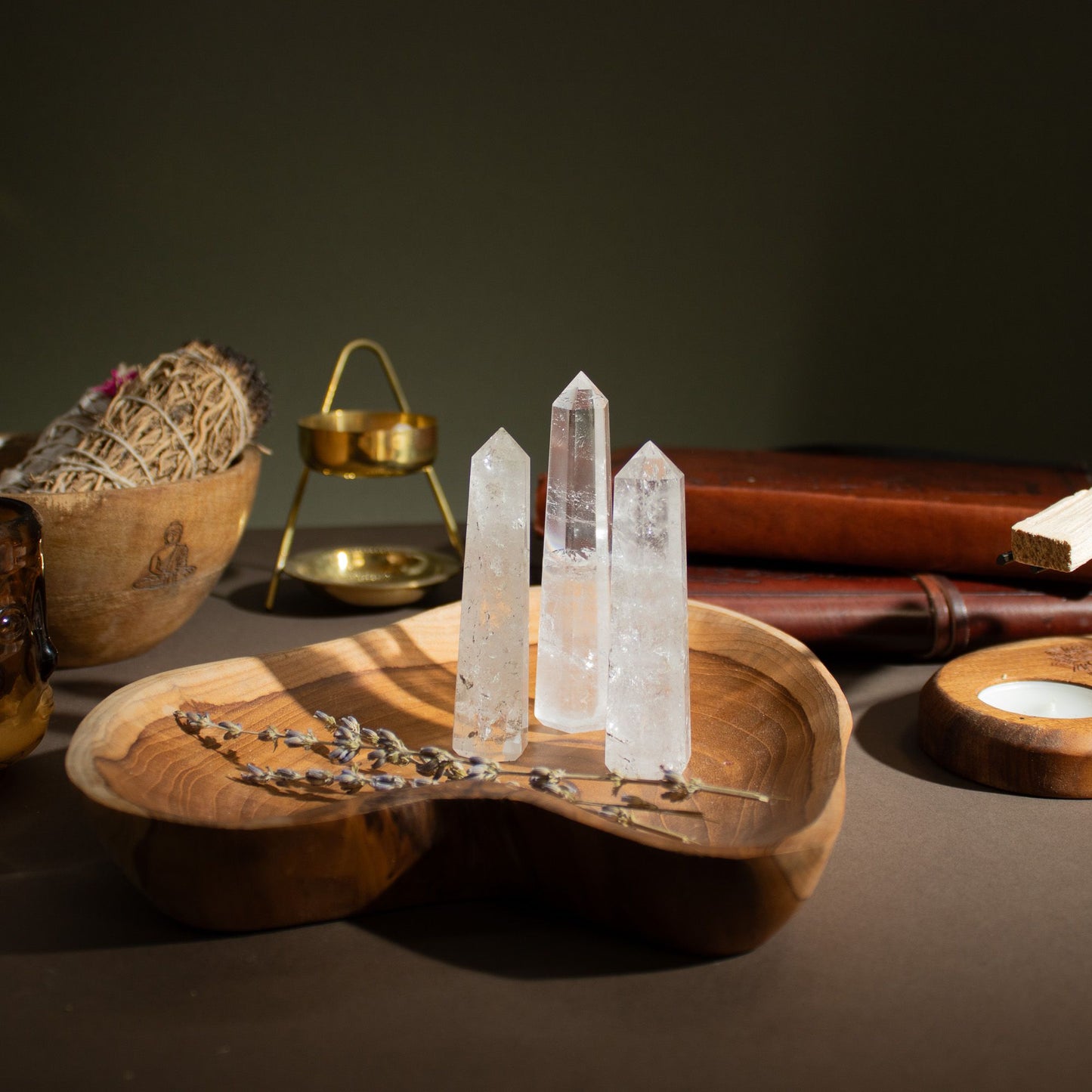 Obélisque à six faces — Cristal de roche · 11 cm