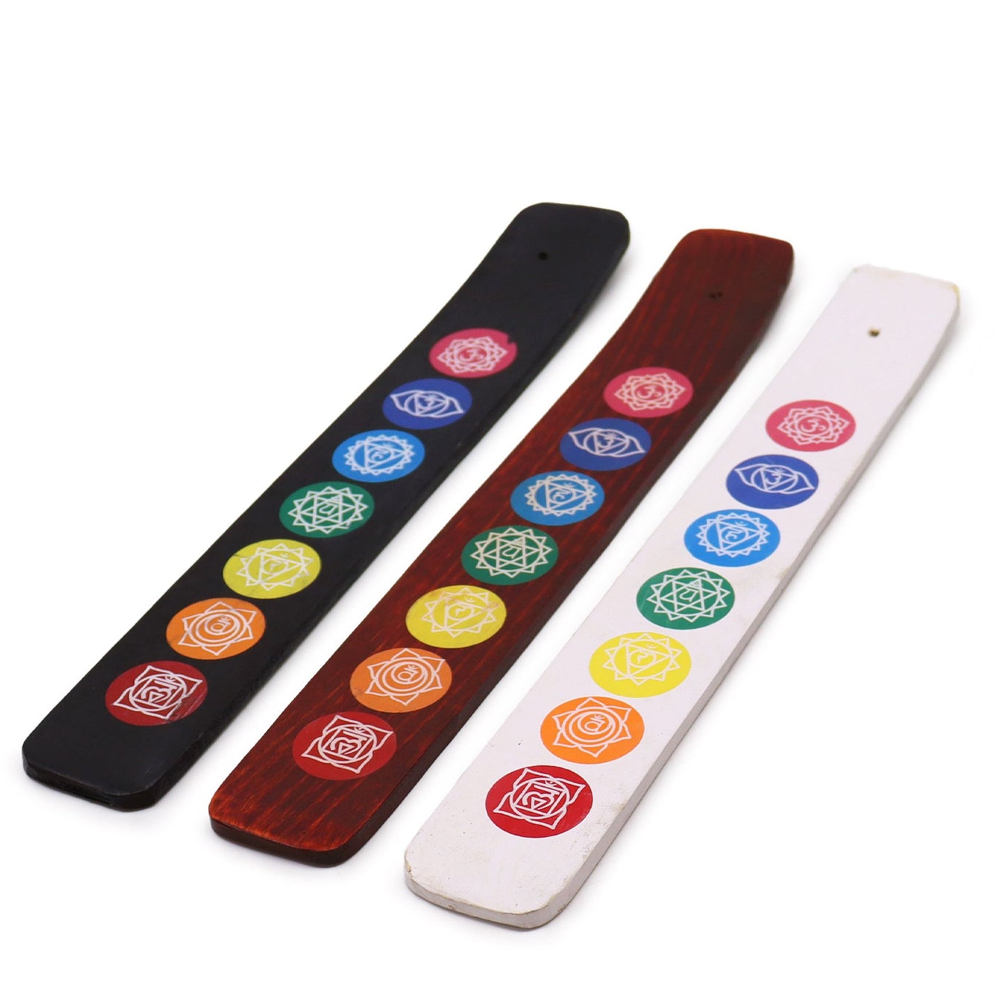 Porte-encens plat — Sept chakras · Couleurs assorties