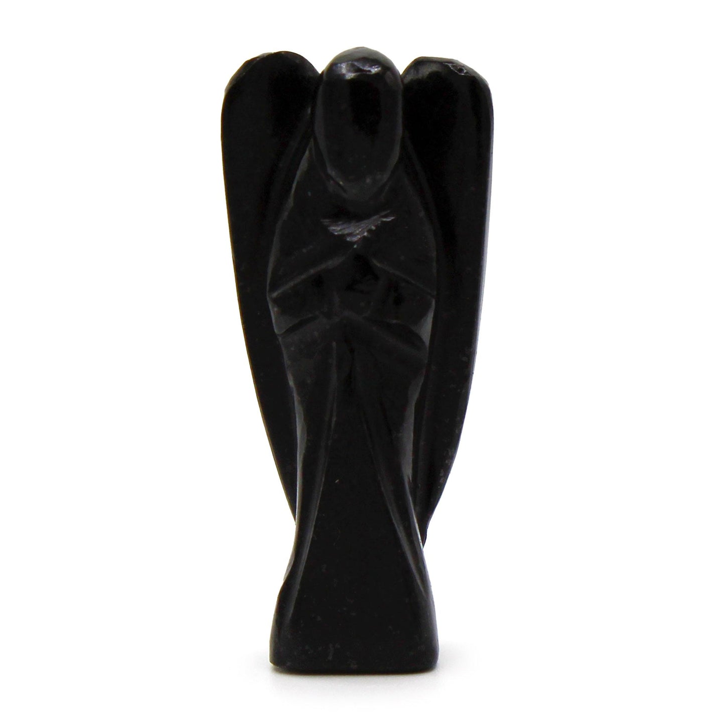 Ange sculpté main — Agate noire