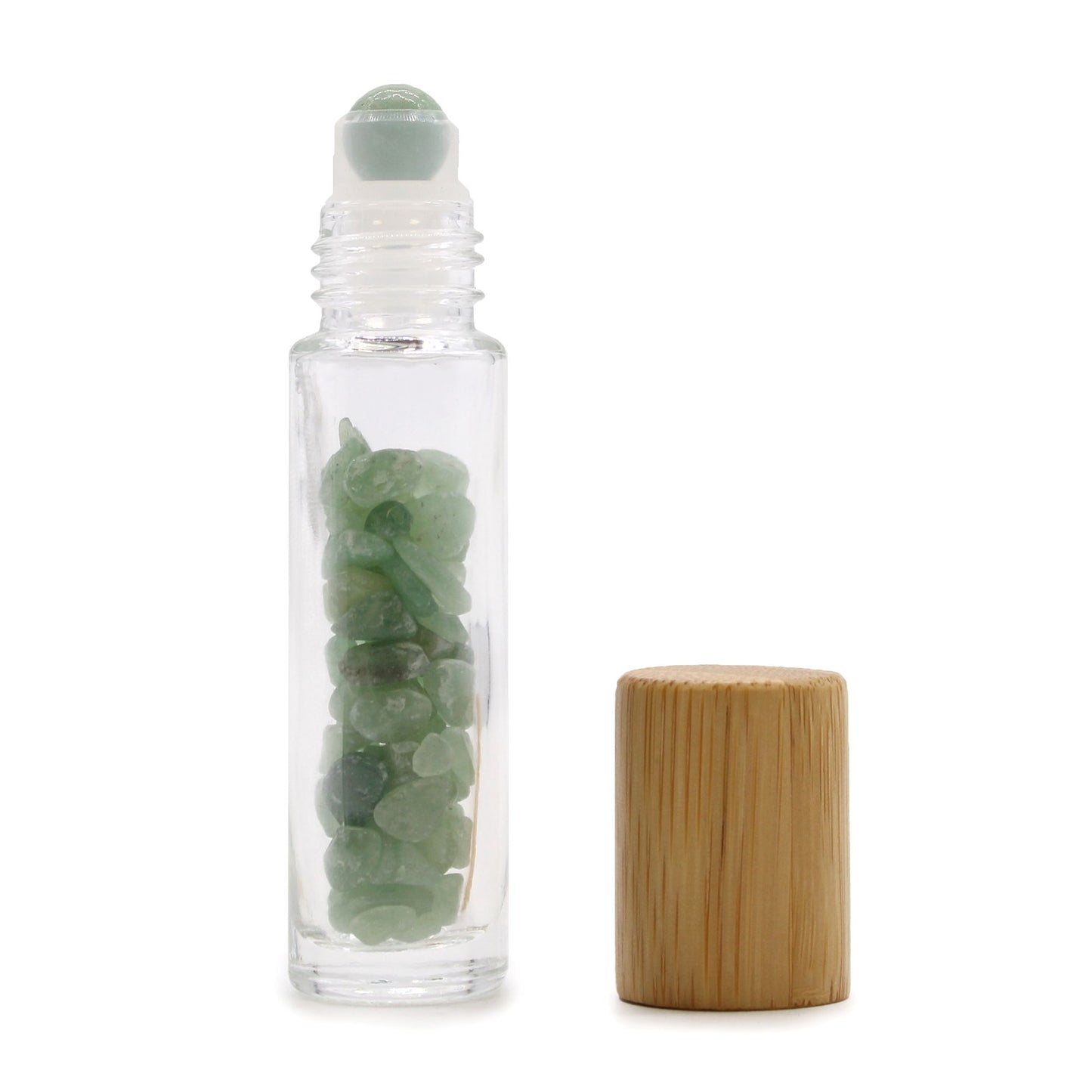 Roll-on à pierre naturelle — Aventurine · Bouchon bois