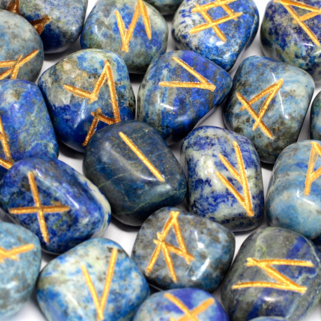 Jeu de runes de l’Inde en pochette — Lapis-lazuli