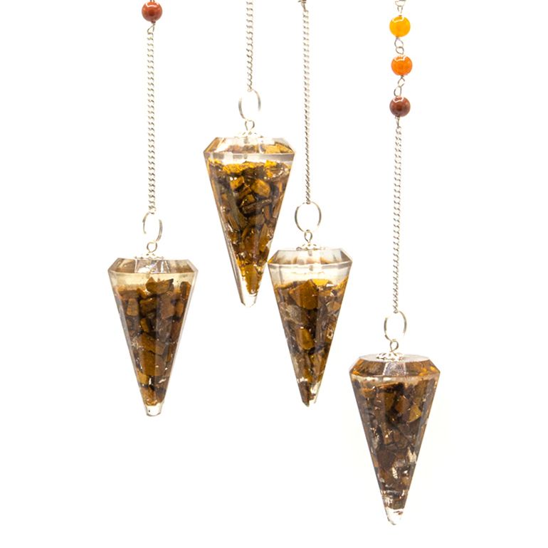 Pendule chakra d’orgonite — Œil de tigre