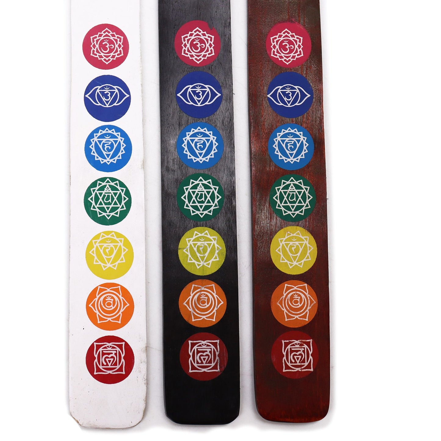 Porte-encens plat — Sept chakras · Couleurs assorties