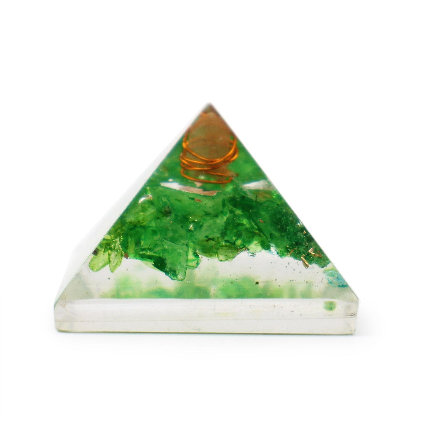 Petite pyramide d’orgonite — Éclats de pierres & cuivre · 25mm