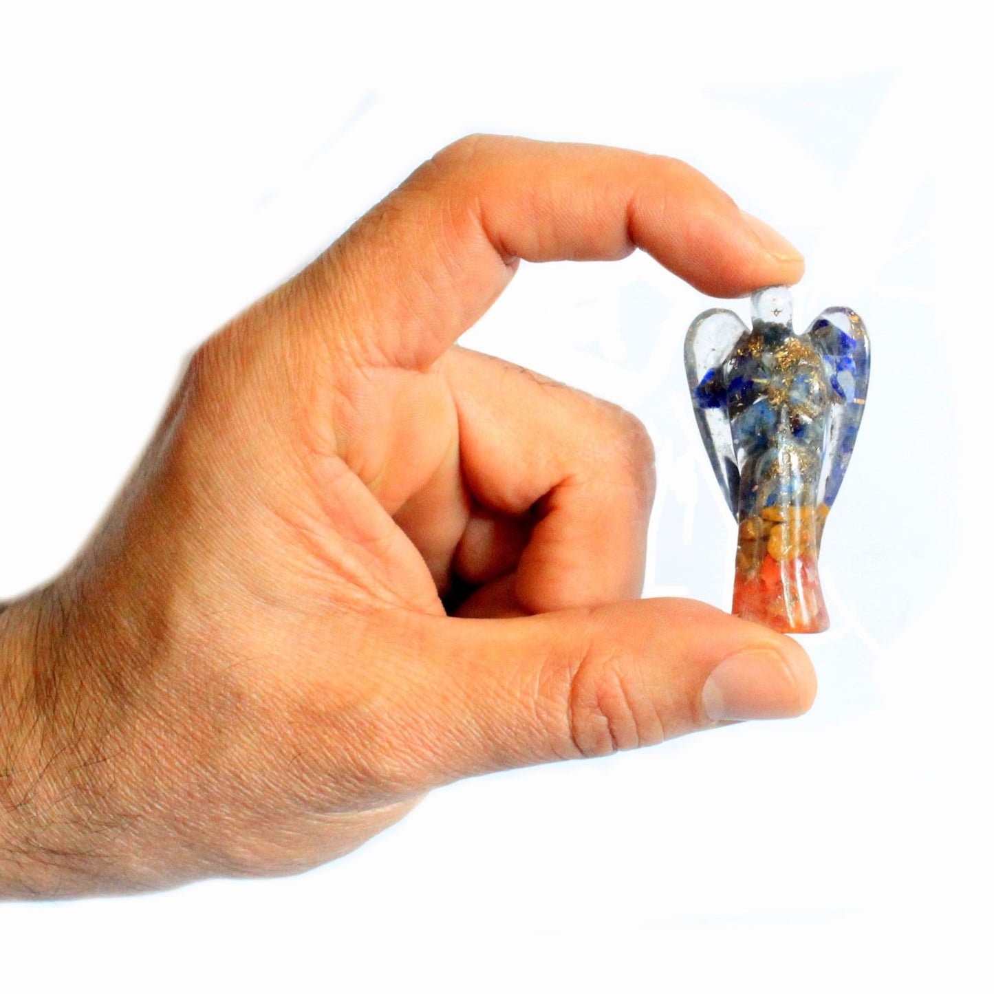 Orgonite ange — Éclats de pierres & cuivre · 50mm