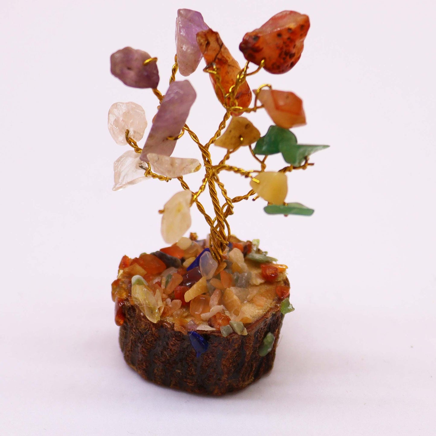 Mini arbre sur socle bois — Pierres assorties