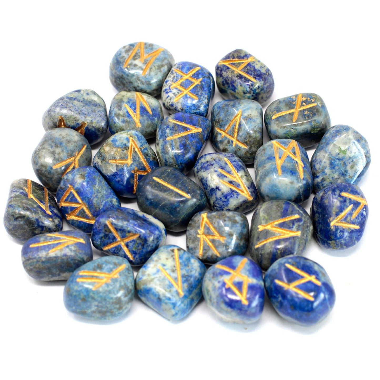 Jeu de runes de l’Inde en pochette — Lapis-lazuli